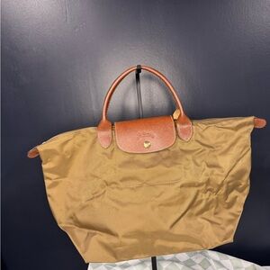 Longchamp Le Pliage Large Tote Olive Army Green Nylon Leather Foldable Bag